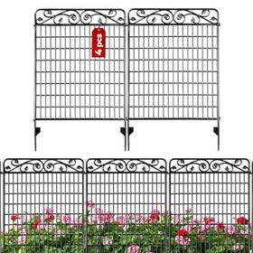 Idzo 810140950994 4 Pack Decorative Garden Fence Border 36in L X44in H Animal Barrier Dogs