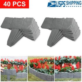 Gpct1362-4 Imountek 40pcs Home Garden Border Edging Plactic Fence Stone Effect Lawn Yard Flower Bed
