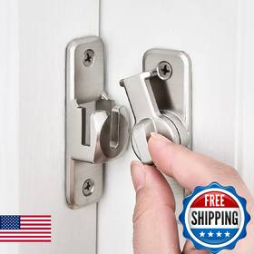 Iniret B0f12trv3k 3 Packs Silvery Enhanced Security Flip Latch Lock - Heavy-duty 90/180 Deg