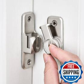 Iniret B0f12txxz7 4 Packs Silvery Enhanced Security Flip Latch Lock - Heavy-duty 90/180 Deg