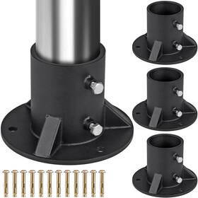 Insaga Inff-004-3-4p Chain Link Floor Flange 3 Inch Heavy Duty Round Post Base Metal Fence M