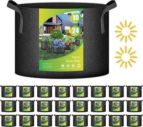 Ipower Glgrowbag10x6blkx4v1 24-pack 10 Gallon Grow Bags Heavy Black-24pack With Labels