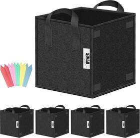 Ipower Glgrowbagcubic3x5v1 5 Pack 3 Gallon Square Grow Bags Black