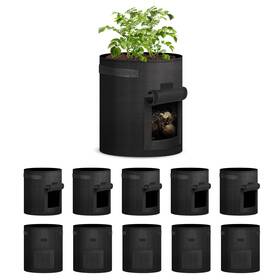 Ipower Glgrowbagwindow10x5x2v1 10-pack 10-gallon Potato Grow Bags Thickened 10 Gallon Pack Black