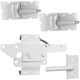 Jake Sales 840129210351 Vinyl Fence Hardware Kit - White Gate Hinges And Latch Single