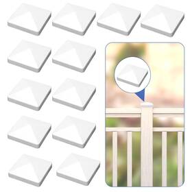 Jarthenaamcs J2285 12pcs 4x4in White Pyramid Vinyl Fence Post Caps For Deck Porch Railings