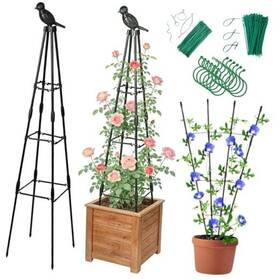Jesosia Jstr015 Garden Trellis For Climbing Plants Outdoor - Rustproof Plastic Black 1 Pack