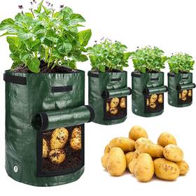 Jjgoo 717664414691 Potato Grow Bags 4 Pack 10 Gallon With Flap And Green