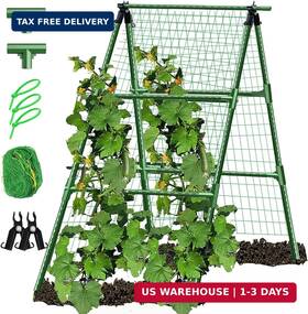Jk-gmte 607535895783 A-frame Metal Garden Trellis Set For Raised Bed Climbing Plants Outdoor-deta