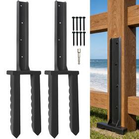 Yy125456 Jtzfd 2 Pack Fence Post Repair Kit Heavy Duty Steel Anchor Wavy Design