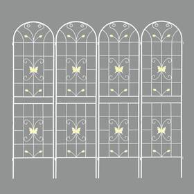 Jujabu 726084577473 4 Pack 86.7 Inch X 19.7 Cream White Iron Outdoor Rustproof Butterfly Deco Gar