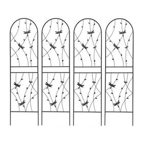Jujabu 744110759877 4 Pack 71 Inch X 19.7 Black Iron Metal Dragonfly Deco Outdoor Rustproof Garde