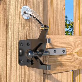 Jzvxx 313032098045 Gate Latch With Spring Cable Pull For Fence - Carbon Steel Black Self Loc