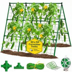Ct5350 K-brands 50x50 Cucumber Trellis For Raised Bed - A Frame Garden Climbing P Ct5350 K-brands 50x50 Cucumber Trellis For Raised Bed - A Frame Garden Climbing P