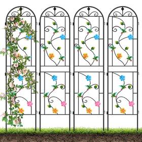 Yeahwork-k012 Kalolary 87 Inch Metal Garden Trellis For Climbing Plants 4 Pack Colorful Hummingbird