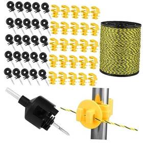 Kanayu Wae-kanayu-1117 52 Pcs Electric Fence Kit Include Poly Wire 25 Black Ring 1640 Ft