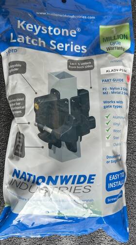 Keystone Latch Series Kladv-p2-bk Latches 2-sided Nylon Gate Keyed Lockable Black Kladv-p2