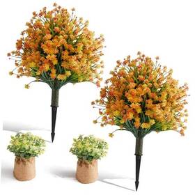 Kmt-monkeygrass23.6 Kmt Home Set Of 2 Artificial Monkey Grass And Yellow With Flowers