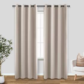 Koufall Kf-gjm-dkcl-linen-42x84 Greige Beige Blackout Curtains 84 Inches Long For Living Room Elegant Modern