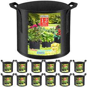 Kumers 795847330396 12 Pack Grow Bags 5 Gallon 300g Heavy Duty Thickened Black