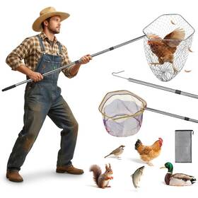 Kp-net-0001 Kunell Papo Chicken Catcher 3 In 1 Kit Adjustable From 33 To 79 Net With 2 Fold Inch
