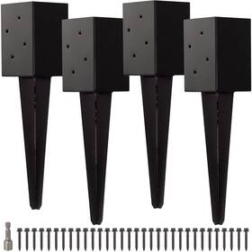 Ladech 720371701909 4x4 Fence Post Anchor Ground Spike 16 Inch Length Metal Black Powder Coated