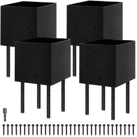Ladech 731525280171 6x6 Fence Post Holder Ground Spike Use For Concrete Deck - Anchor Metal Bla Ladech 731525280171 6x6 Fence Post Holder Ground Spike Use For Concrete Deck - Anchor Metal Bla