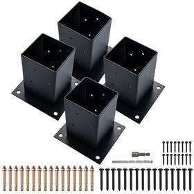 Ladech 731525282601 4 Pcs 4x4 Wood Fence Post Anchor Base 2mm Thick Steel And Black Powder Coated