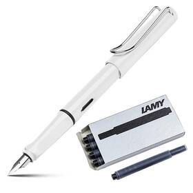 Lamy 260418590623 Safari Fountain Pen 19m White And 5 Black Ink Cartridges