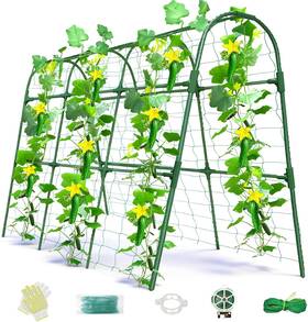 Laodier 445010741728 Cucumber Trellis For Raised Bed U-shape Garden Arch Metal Support Climbing