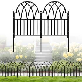 Latihuum A22-gxgz-19p 19 Pack Decorative Garden Fence Panels - 20.07 Ft Black Arched Metal Landscape