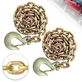Lcx-040908 Lechansen G80 Trailer Safety Chain 39inch 2 Pack 3/8 Inch Tow Chains With Hooks 2pcs