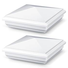Am554166 Lemecima 5 X Vinyl Fence Post Caps White Pyramid Uv Resistant Pvc 2 Pack