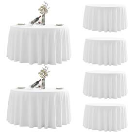 Leqee 220270807688 Round Tablecloth 6 Pack 120inch Stain And Wrinkle Resistant Polyester Table C