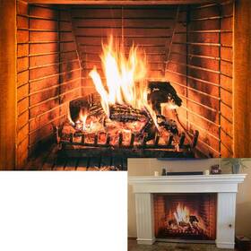 Q3-15x1nbk09306 Lfeey 5x3ft Burning Firewoods Photo Backdrop Large Fireplace Flaming Woods Camping