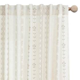 Lrbt2-lxlsctaup84 Lino Rosa Neutral Farmhouse Curtains For Living Room 84 Inches Long Taupe Cream Boho Li