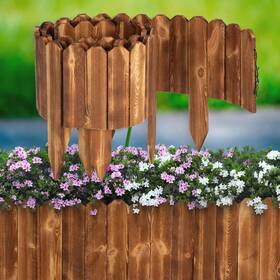 Linshry 658361824584 Wood Garden Fence 8in H X8ft L Edging Decorative Landscape Border Outdoor