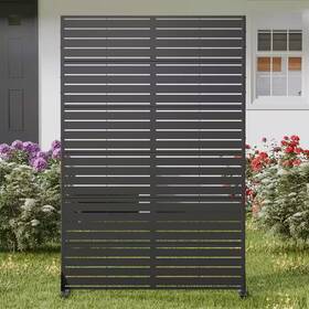 Lirago 313043213277 75 Inch X 48 Black Patio Privacy Screen With Stand