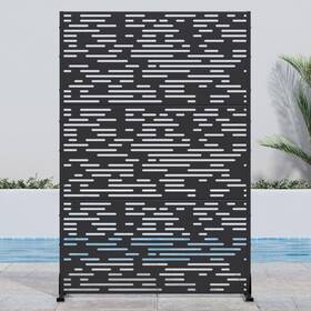 Lirago 445030326363 72 Inch H X 47 W Black Outdoor Metal Privacy Screen Garden Fence Wave Pattern