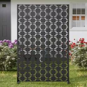 Lirago 445053368333 72 Inch X 47 Outdoor Black Metal Privacy Screen Garden Fence In Geometric Pat