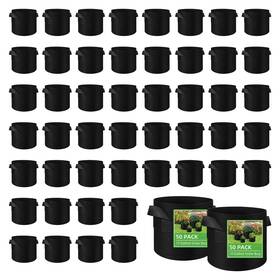 Zi10785-5b10 Litlandstar Fwus 50 Pack 10 Gallon Plant Grow Bags Breathable Felt Non-woven Black