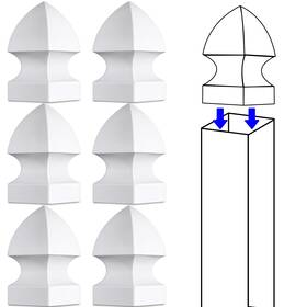 Lothee Oe-lothee-0496 6 Pcs Vinyl Post Cap Gothic Caps Decking Pvc Fence Parts For Decks