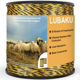 Lubaku B0d414fth9 Electric Fence Polywire 3366ft 9-strand Stainless Steel Conductors Low Resist