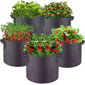 Lucdnc 614409494447 5 Pcs Grow Bags Gallon Plant Multi-purpose Black