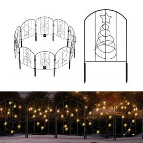 Luplom N6-yys363 Decorative Garden Fence Border With String Lights 10 Panels Metal Wire Christmas