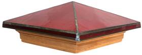 77559 Maine Ornamental 30 Inch Jewel Garnet 6 X6 Stained Glass And Cedar Deck Post Caps