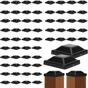 Manufacturer 711181529074 60 Pack 4x4 Black Fence Post Caps 3-5/8 Inch Deck With 120 Screws D