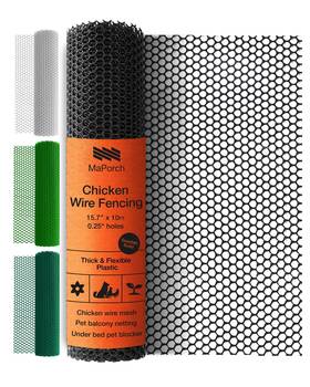 Maporch 723592049478 Plastic Chicken Wire Fencing For Pet Protection - 15.7 Inch X 10ft Black