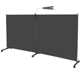 My020-gr Mayoliah Indoor Room Divider 2 Large Panels On Wheels 142 Inch W X 75 H