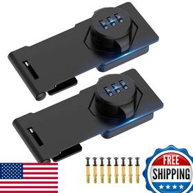 Mebantoo B0byhywhdn Cabinet Password Hasp Locks - 2 Pack Black Combination Door Security